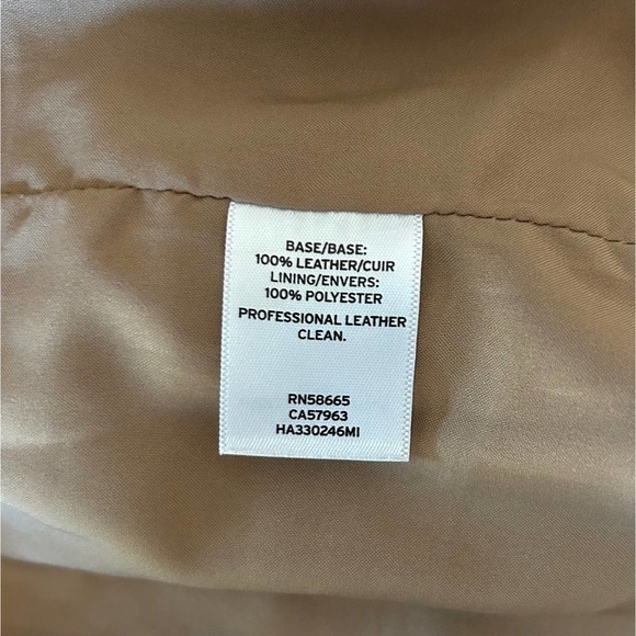 Halogen Size Large Moto Tan Genuine Leather Coat Jacket Gold Hardware - Picture 6 of 9